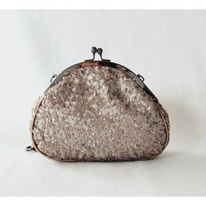 LIZ SOTO handbags Sequin Glass Beads Kiss Lock Evening Bag Wrist Purse